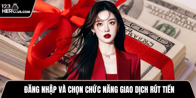 Đăng nhập và chọn chức năng giao dịch rút tiền